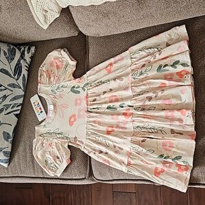 DotDotSmile floral print cream Tier dress